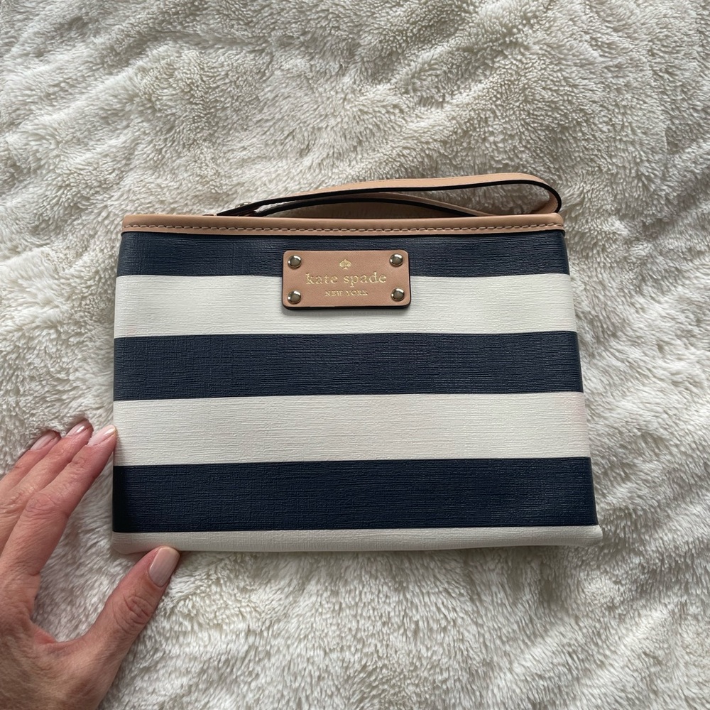Kate Spade Navy and White Striped Clutch